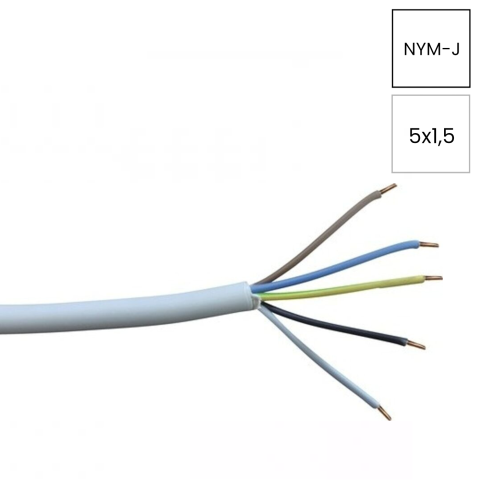 Cabluri electrice - Cablu NYM-J 5x1.5mm² Helukabel gri deschis