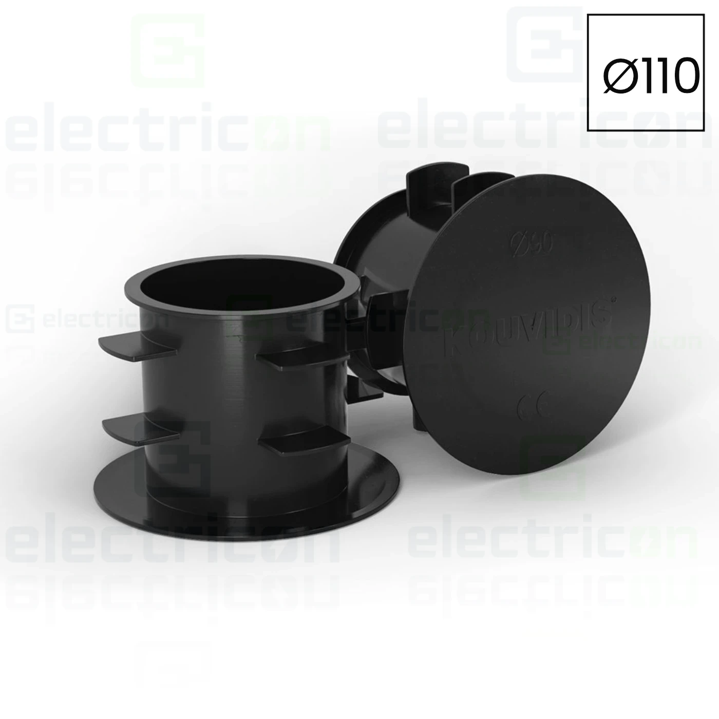 Tub Copex - Capac pentru tub copex compatibil universal, recomandat pentru Gama Kouvidis GeonFlex, IP42, negru