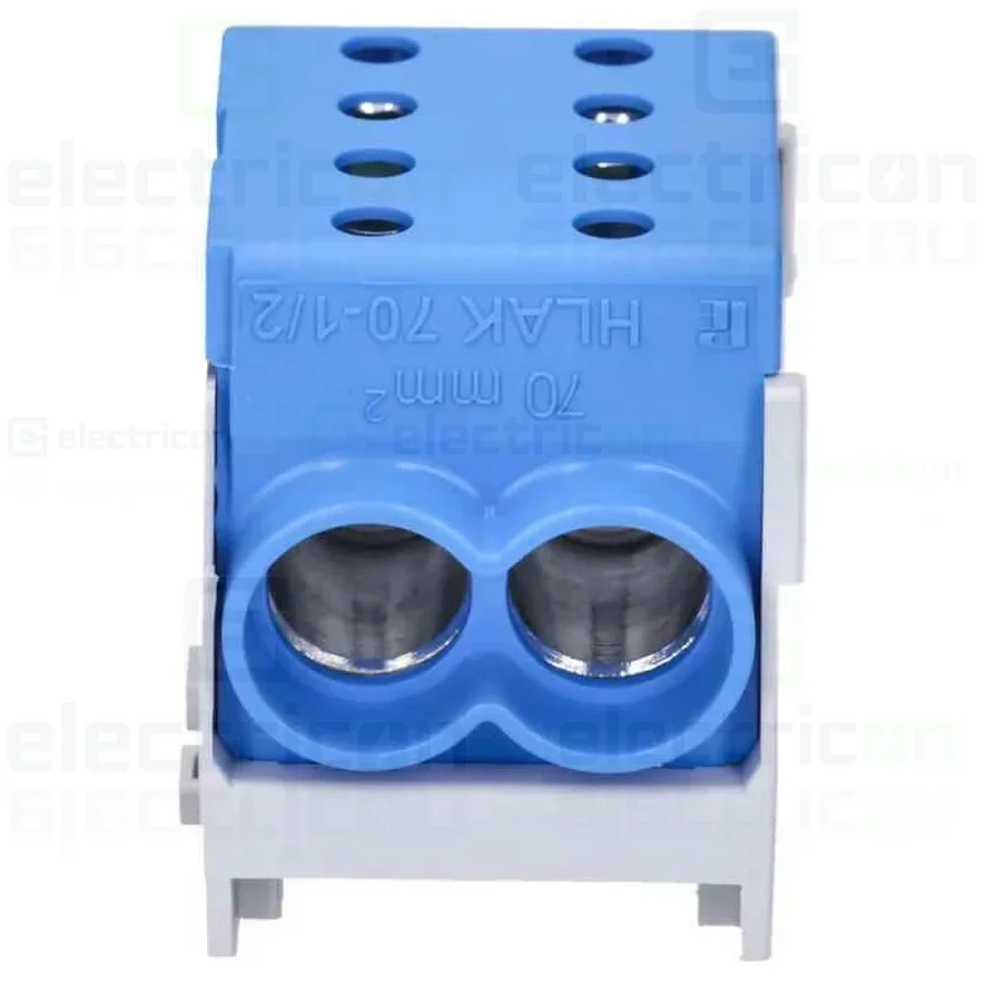 Cleme și conectori electrici - Clema de derivatie, 1P, fixare pe sina DIN, 10-70mm², albastru, Hager, KH70B