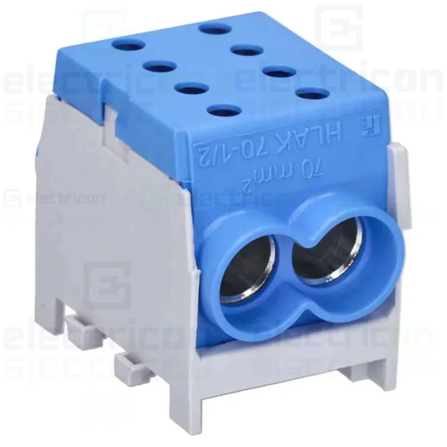 Clema de derivatie, 1P, fixare pe sina DIN, 10-70mm², albastru, Hager, KH70B [3]