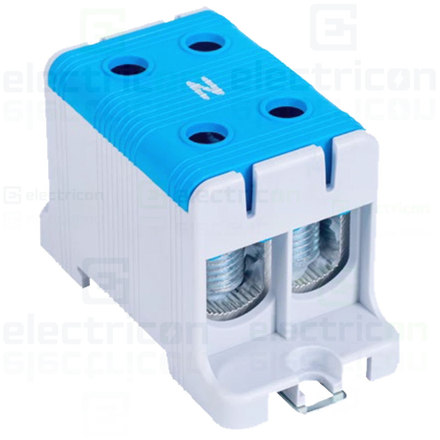 Cleme și conectori electrici - Clema de derivație, 2P, montaj pe sina, 95 mm², albastru, Tracon Electric, FLEAL-95/2K