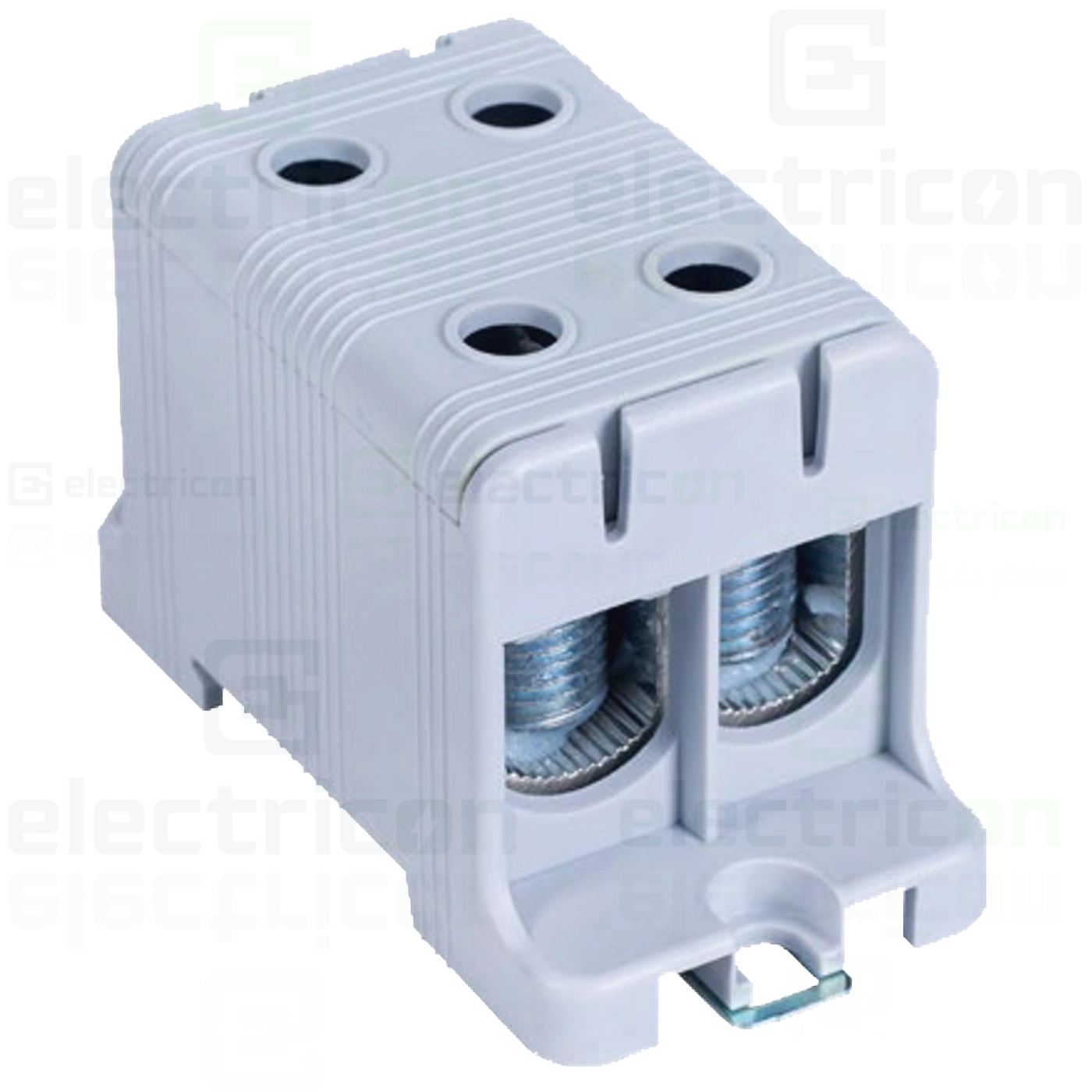 Cleme și conectori electrici - Clema de derivație, 2P, montaj pe sina, 95 mm², gri, Tracon Electric, FLEAL-95/2
