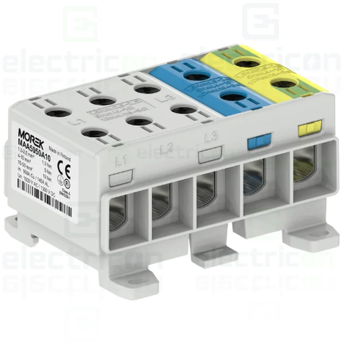 Clemă derivaţie - Clema derivație Morek 5P 50mm șină DIN Al Cu industrial