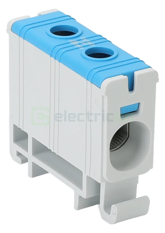 Cleme și conectori electrici - Clema de derivatie, fixare pe sina, albastru, 2.5-35 mm², max 135A, Tracon Electric, FLEAL-35/1K