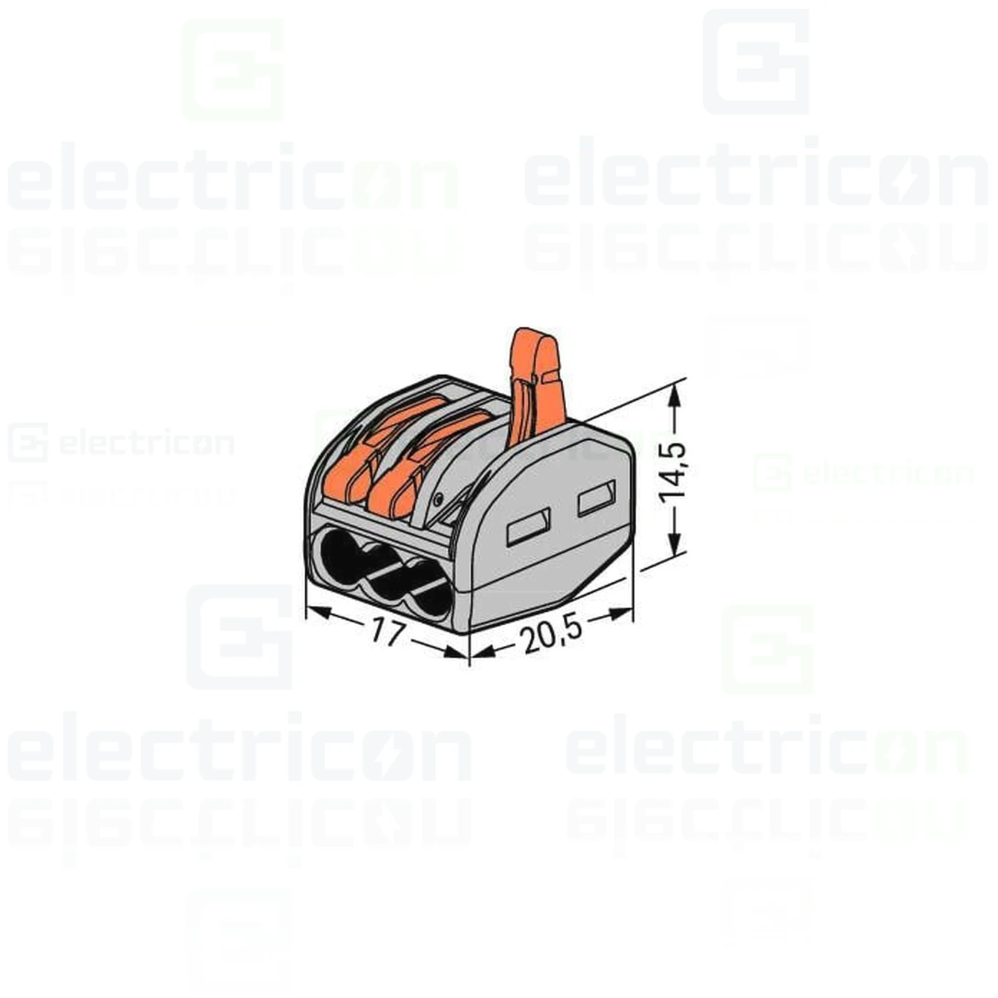 Clema de legatură pentru fir lițat, 3x0.08-4 mm², Wago, 222-413 [8]