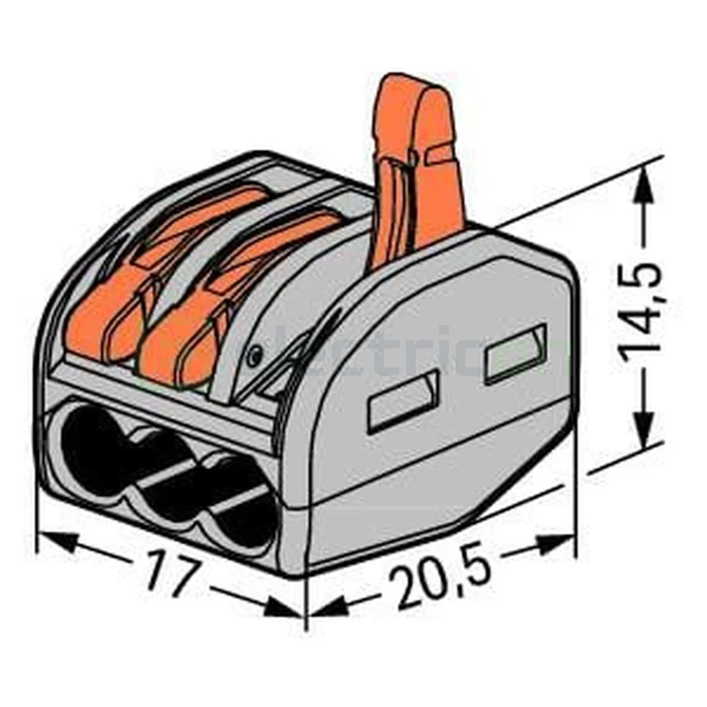 Clema de legatură pentru fir lițat, 3x0.08-4 mm², Wago, 222-413 [4]