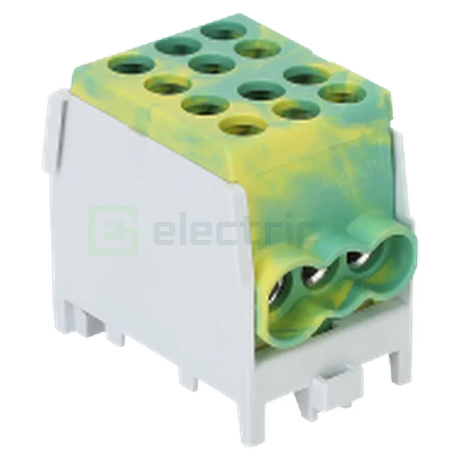 Cleme și conectori electrici - Clema derivatie, 16/25mm², Cu-Al, galben-verde, Tracon Electric, FLECU-25-16-3ZS