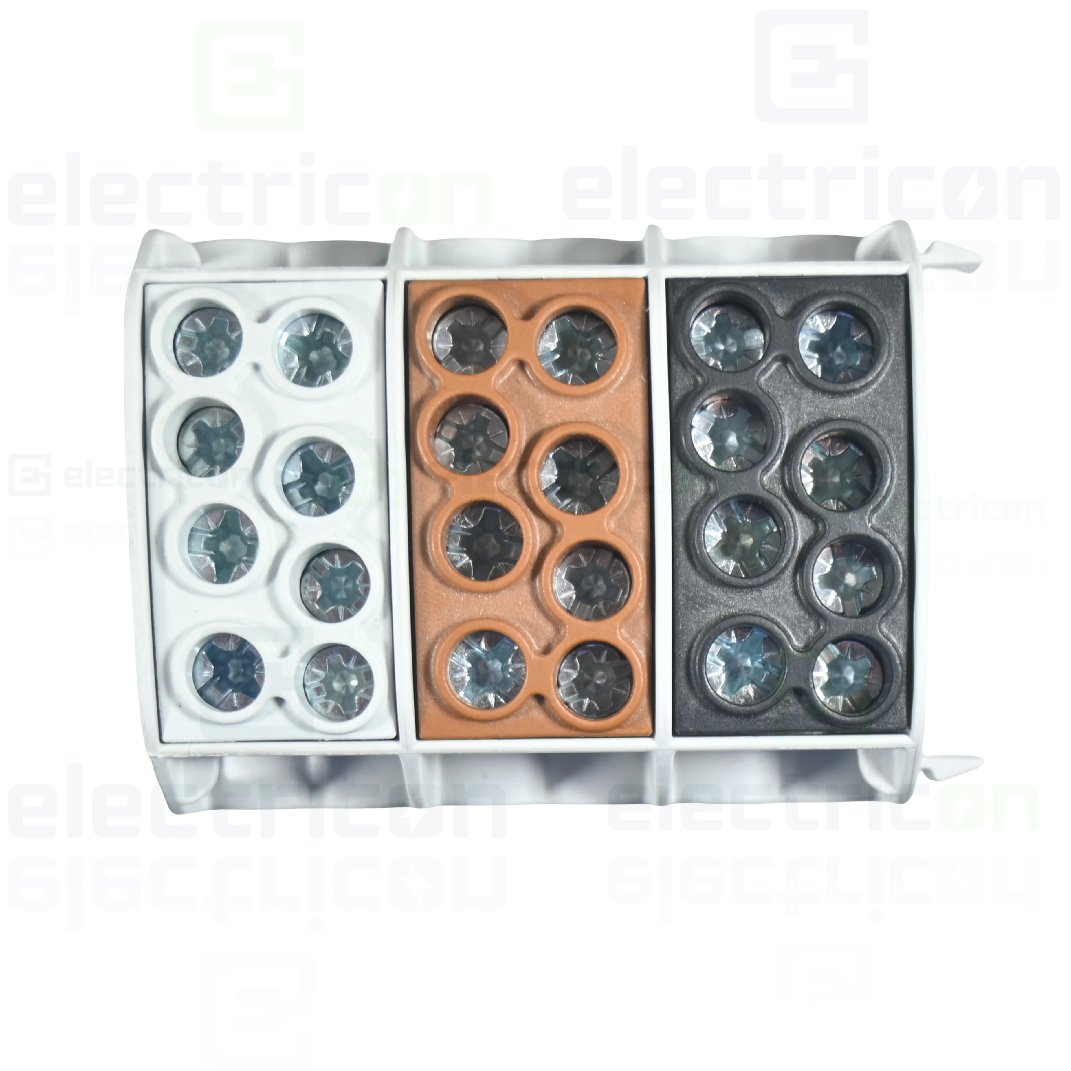 Clemă derivaţie - Clemă derivație Cu-Al, 35mm², 3P, izolată, maro/negru/gri, Schrack, IKA26283-A