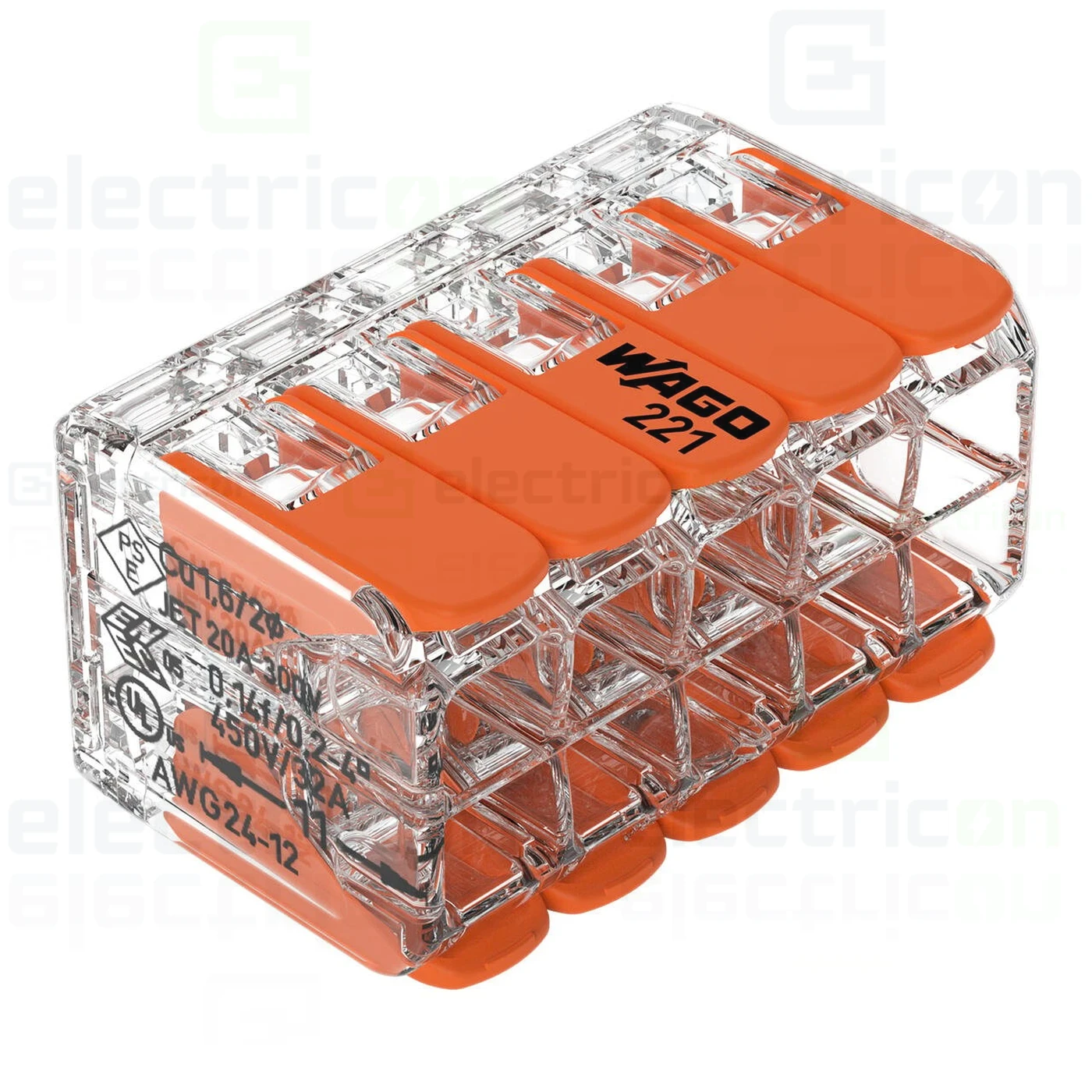 Cleme Wago - Clemă legătură doza pentru cablu lițat, 2x5x4mm² (10 conductori, 5 per rând), 4 mm², Wago, 221-420