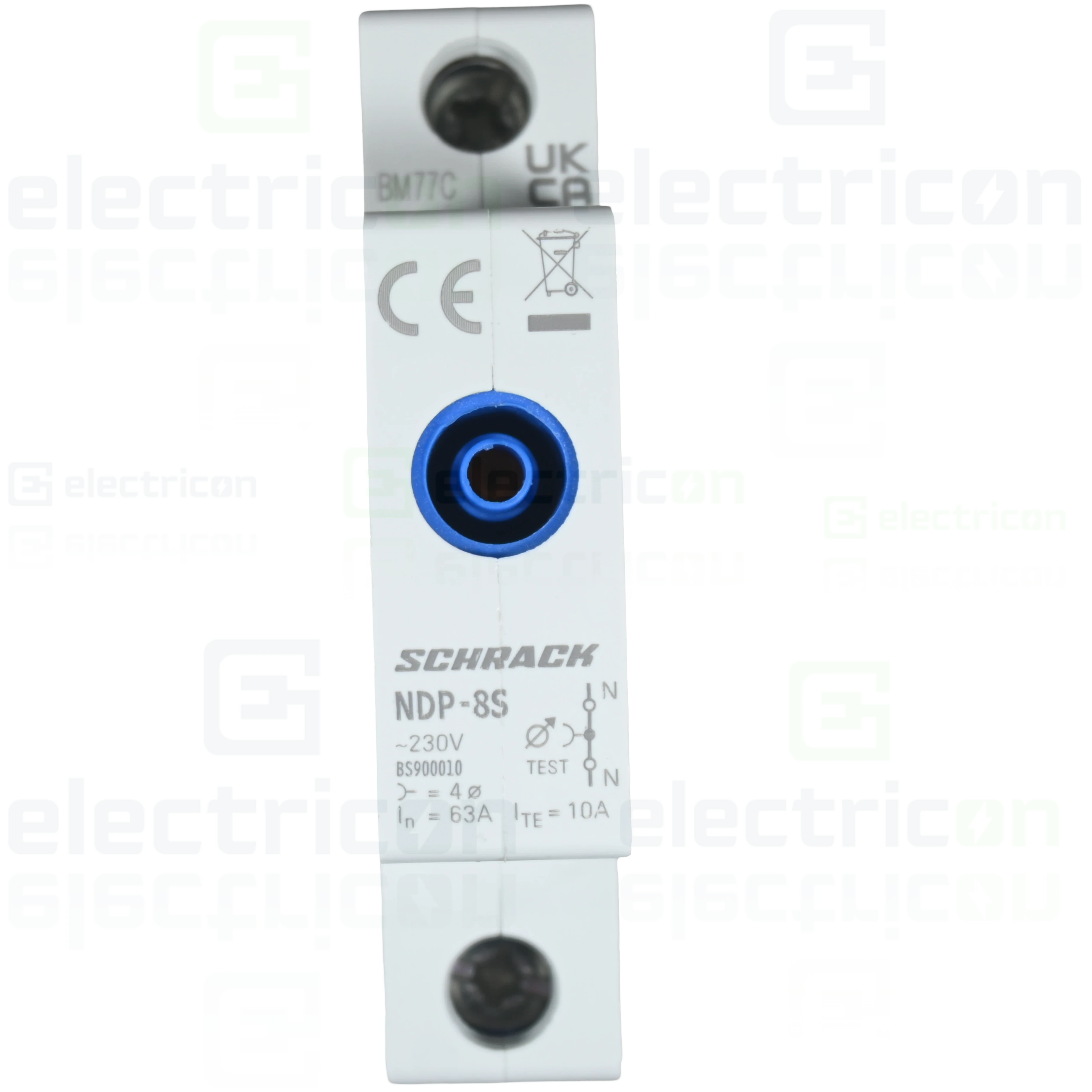 Clemă derivaţie - Clema nul deconectabila cu bucsa pentru control, 63A, 230V, Schrack, BS900010