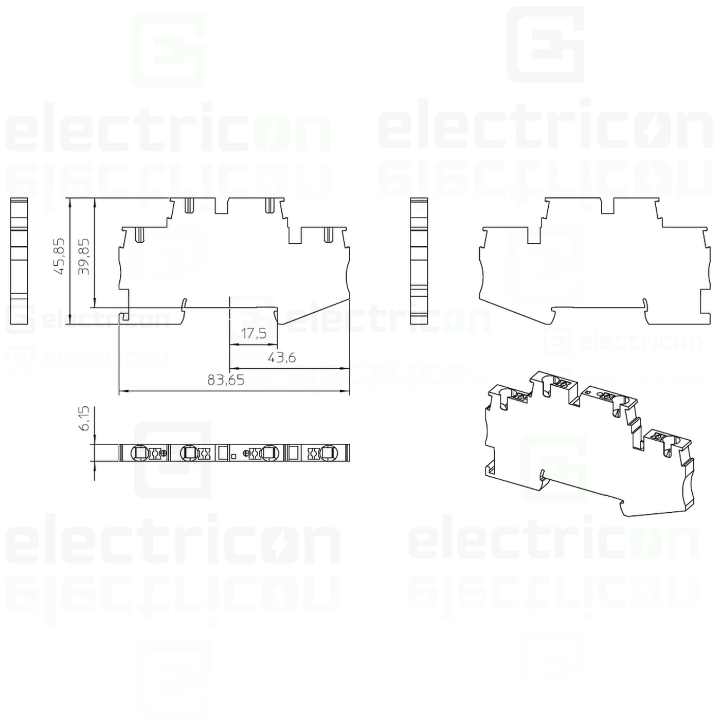 Clema șir, cu 2 etaje, 4 conexiuni, 0,2 - 4 mm²,gri, PTTB 4, gri, Phoenix Contact, 3211786 [3]