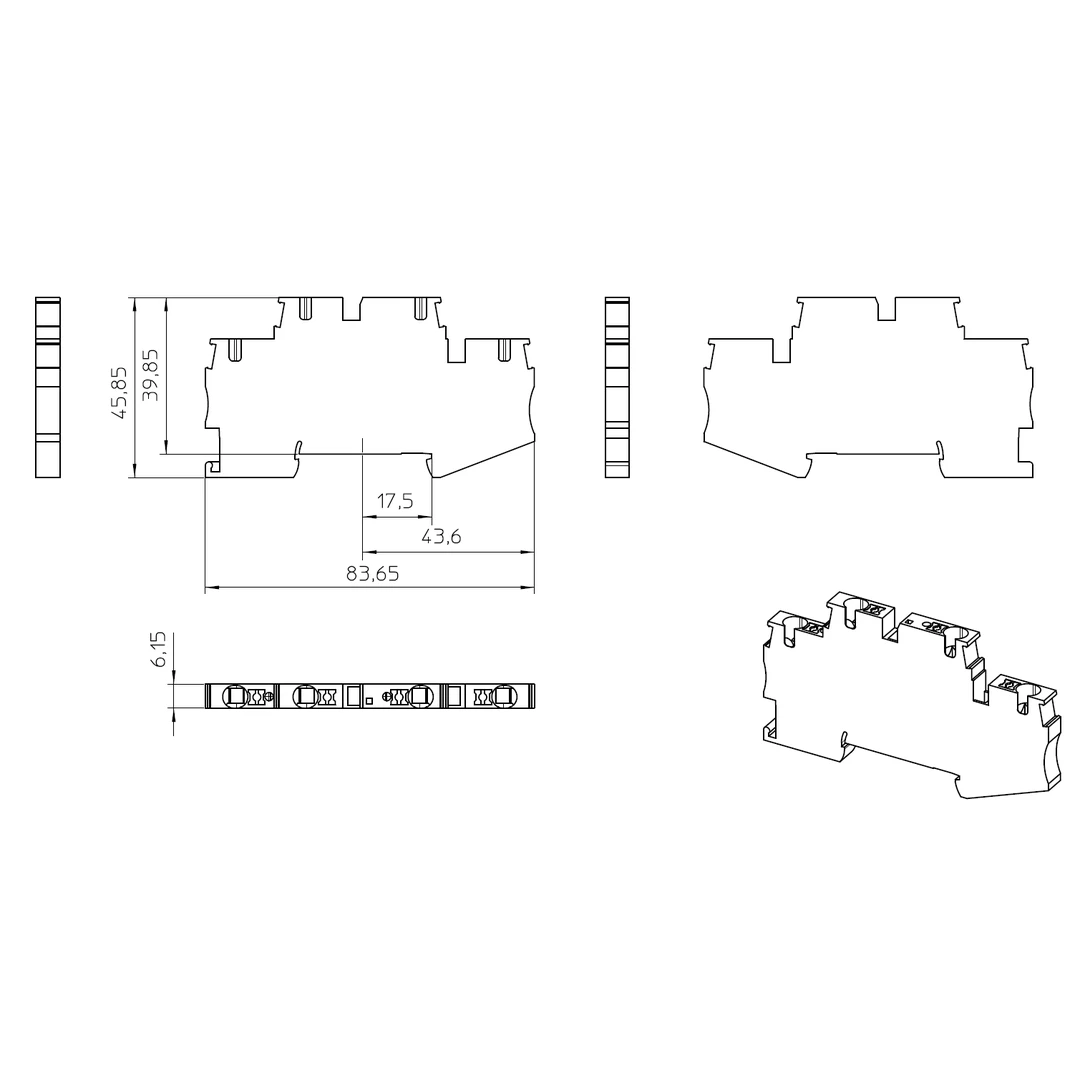 Clema șir, cu 2 etaje, 4 conexiuni, 4 mm²,albastru, PTTB 4-BU, Phoenix Contact, 3211827 [1]