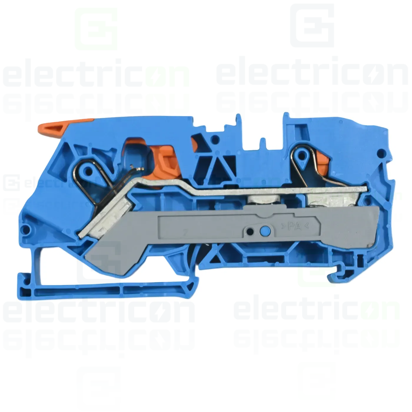 Clema șir, cu pârghie și buton, 2 conexiuni, 10 mm²,albastru, TopJobs CLAMP, Wago, 2110-5204 [1]