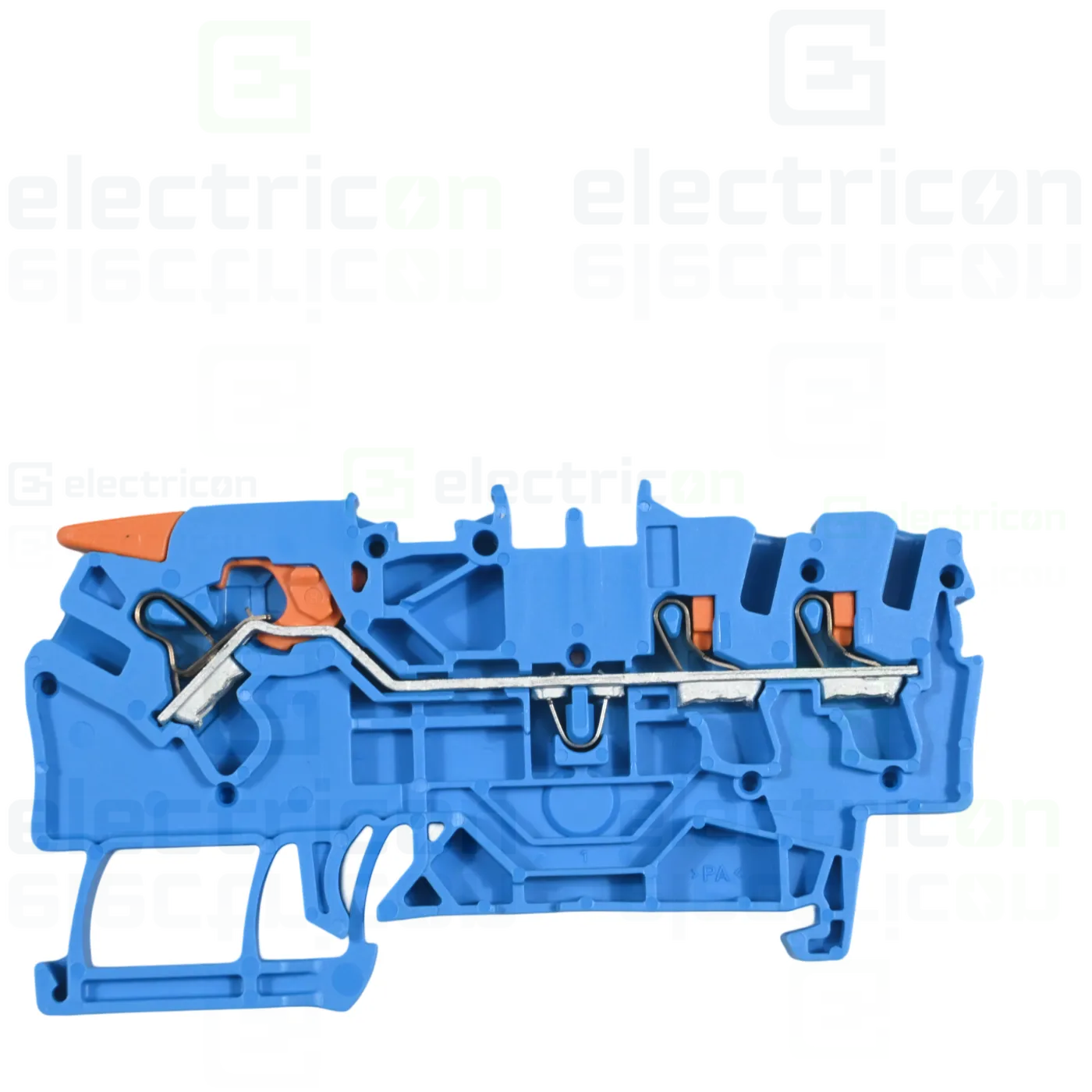 Clema șir, cu pârghie și buton, 3 conexiuni, 2,5 mm², albastru, TopJobs Clamp, Wago, 2102-5304 [1]