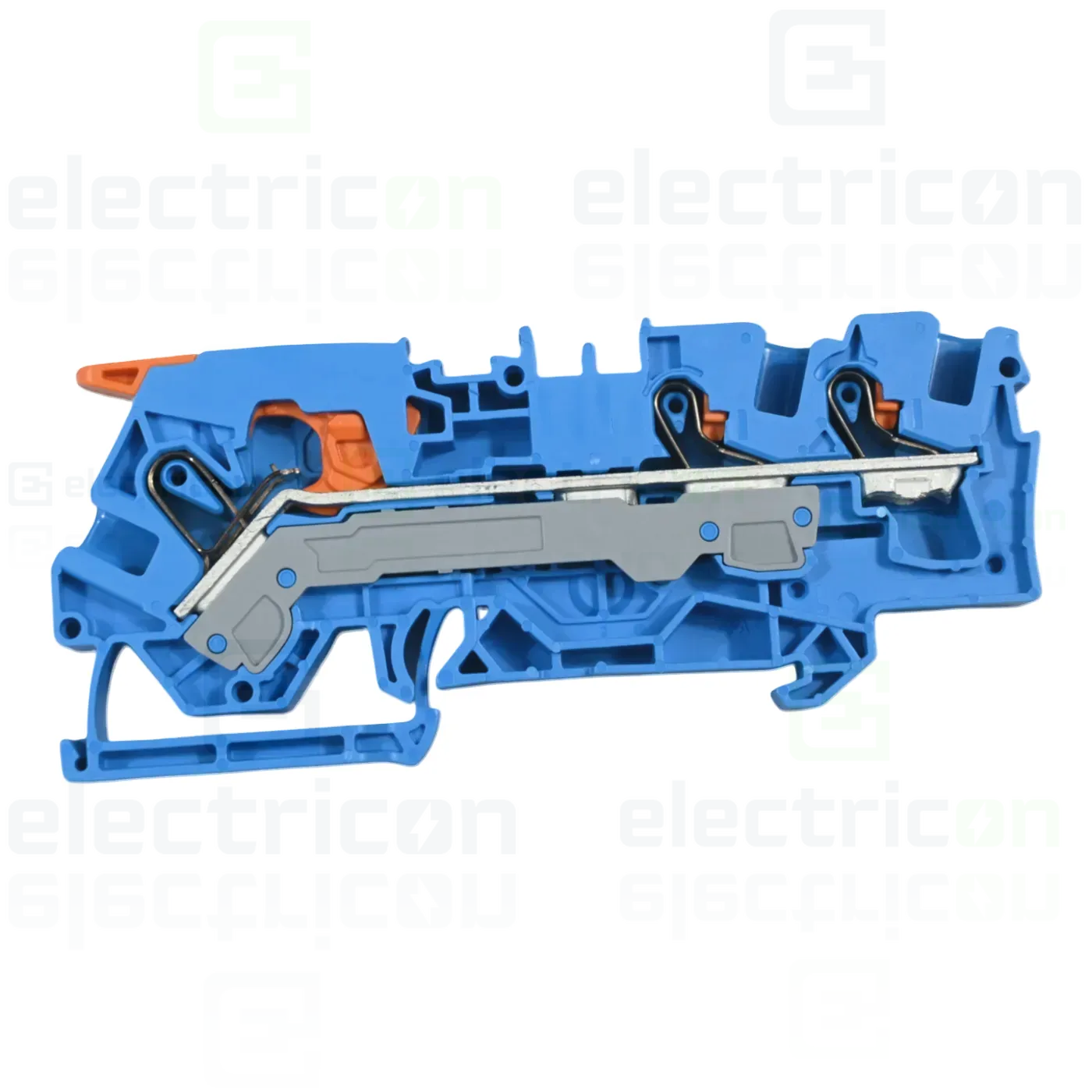 Clema șir, cu pârghie și buton, 3 conexiuni, 6 mm²,albastru,TopJobs Clamp, Wago, 2106-5304 [1]