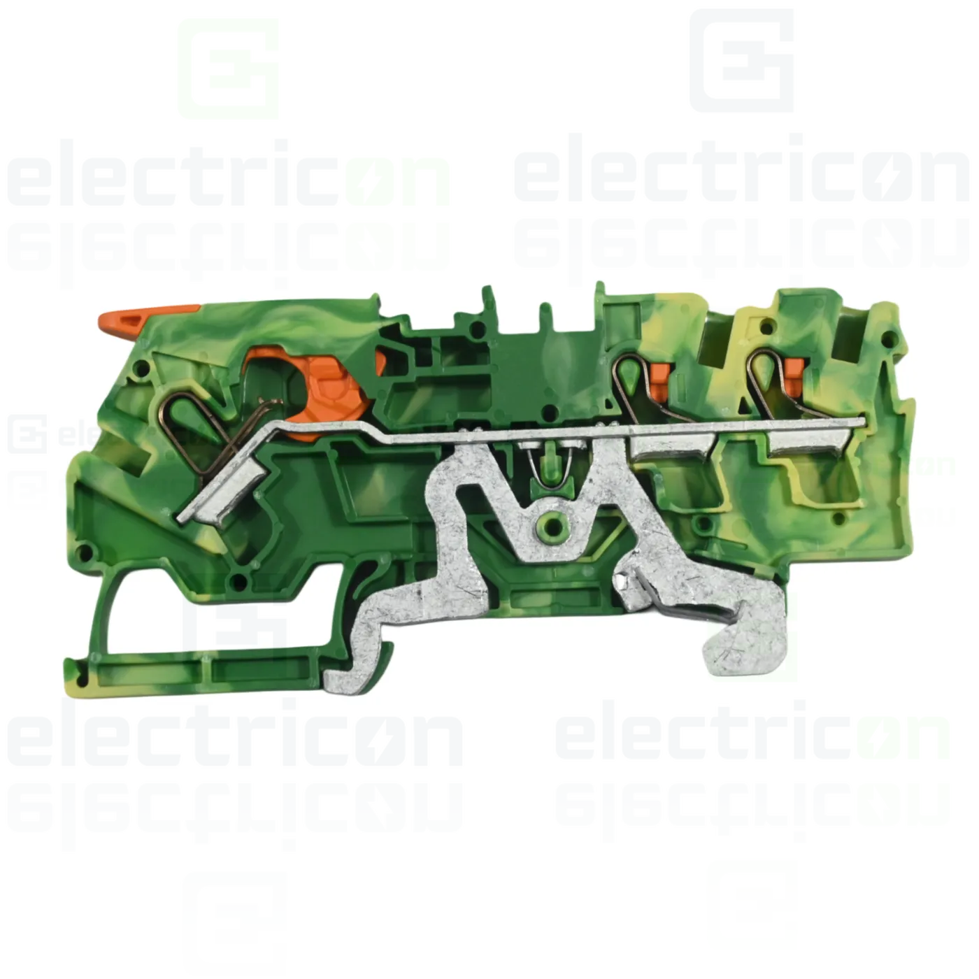 Clema șir, cu pârghie și buton,împământare, 3 conexiuni, 4 mm²,galben-verde, TopJobs Clamp, Wago, 2104-5307 [1]