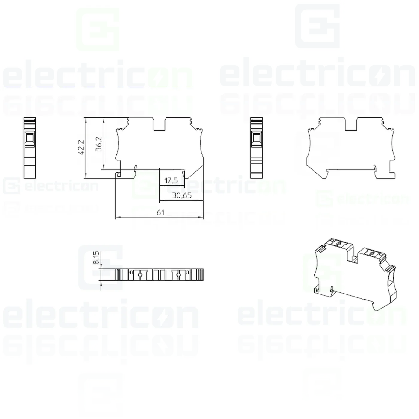 Clemă șir de trecere, 2 conexiuni, 6 mm², negru/galben, PTV 6 FE, Phoenix Contact, 1368024 [5]