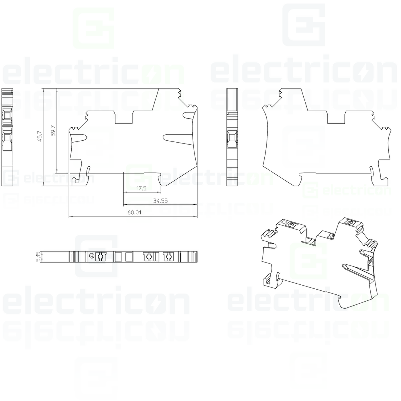 Clemă șir de trecere, 3 conexiuni, 2,5 mm², gri, PTV 2,5 TWIN, Phoenix Contact, 1078966 [1]