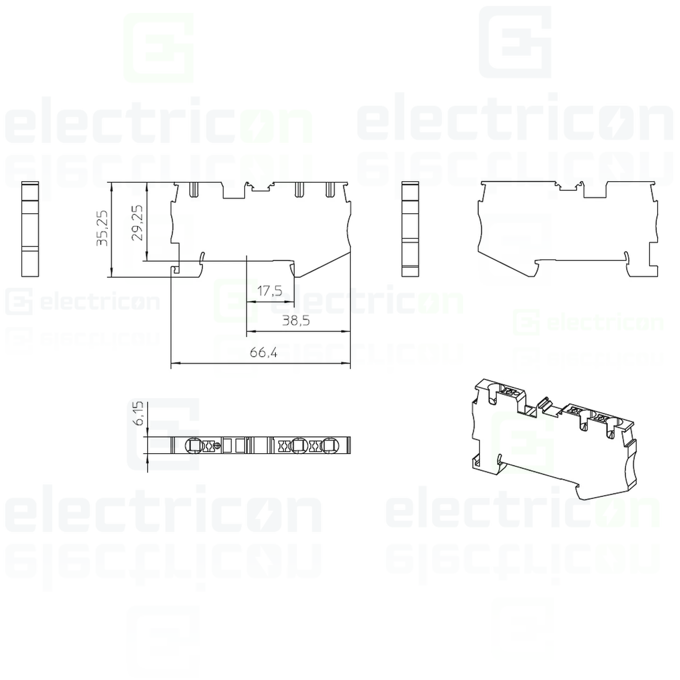 Clema șir, de trecere, 3 conexiuni, 4 mm²,albastru, PT 4-TWIN BU, Phoenix Contact, 3211775 [3]