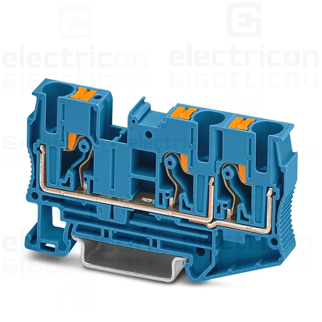 Cleme sir - Clemă șir de trecere, 3 conexiuni, 6 mm², albastru, PT 6 TWIN BU, Phoenix Contact, 3211485