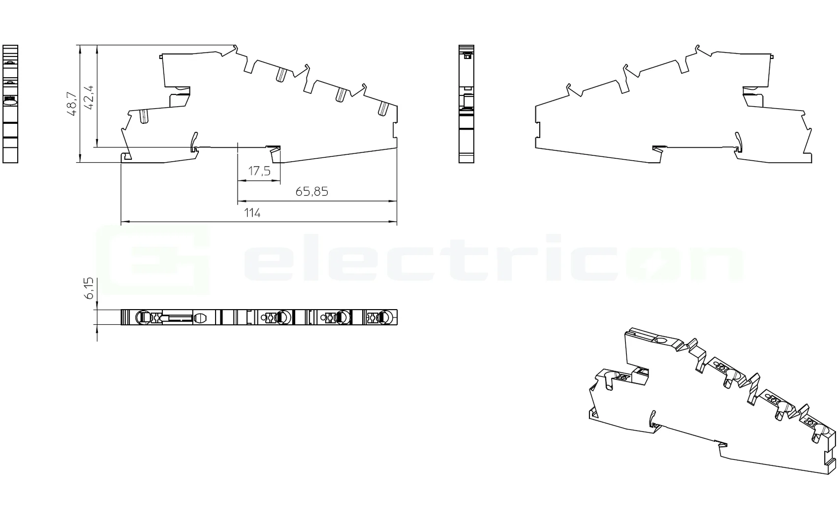 Clemă șir etajată PTI 4-PE/L/NT Phoenix Contact 4mm² gri push-in 5 conexiuni [4]