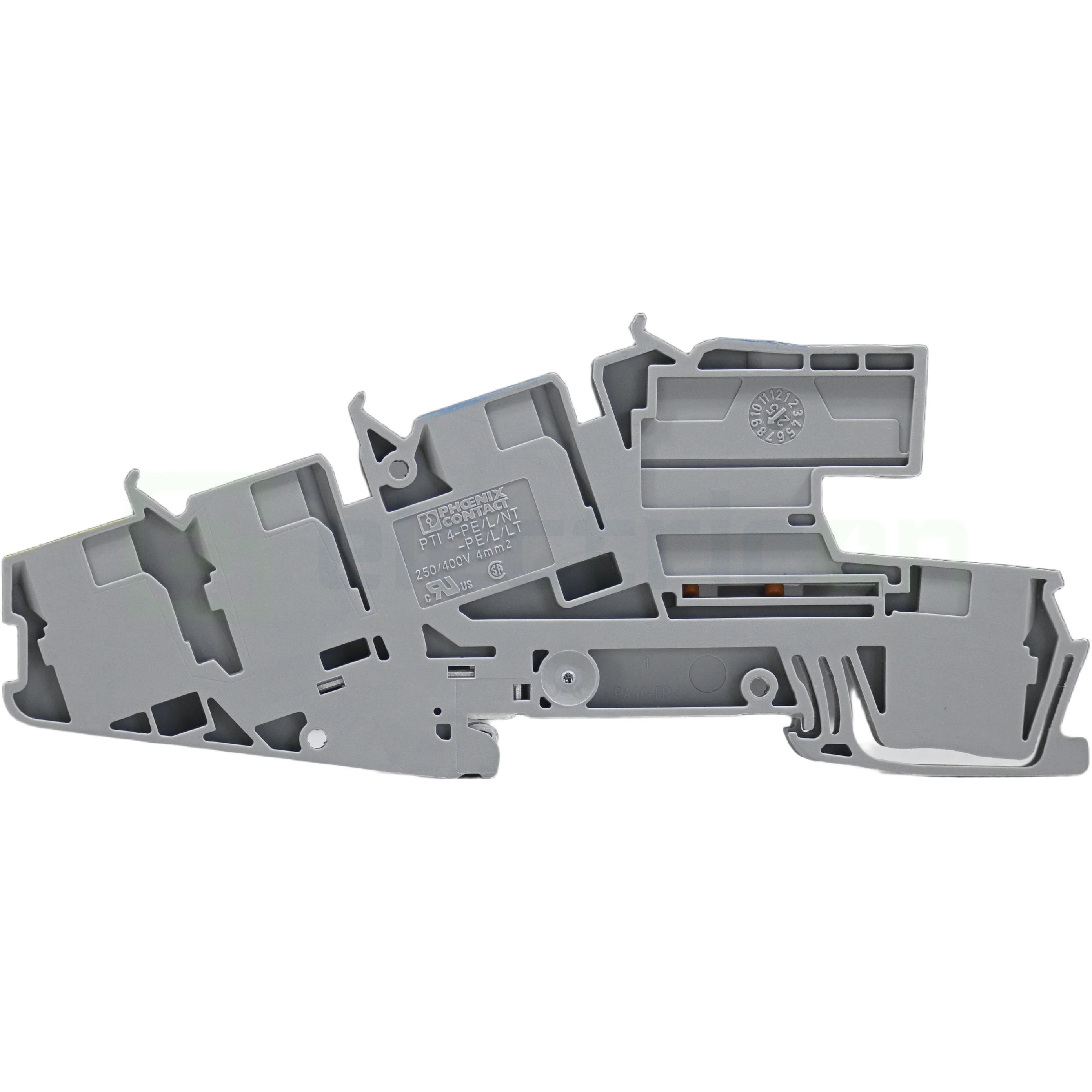 Cleme sir - Clemă șir etajată PTI 4-PE/L/NT Phoenix Contact 4mm² gri push-in 5 conexiuni