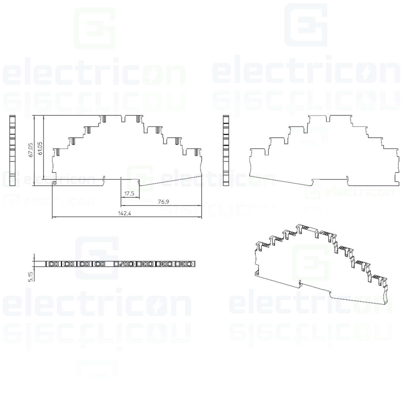 Clema șir, de trecere cu 4 etaje,8 conexiuni, 0,14-4 mm²,gri, PT 2,5-4L, Phoenix Contact, 1334599 [3]