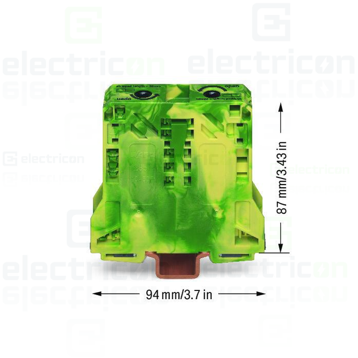 Clema sir trecere cu 2 conductori, 50mm, galben-verde, Wago, 285-157 [4]