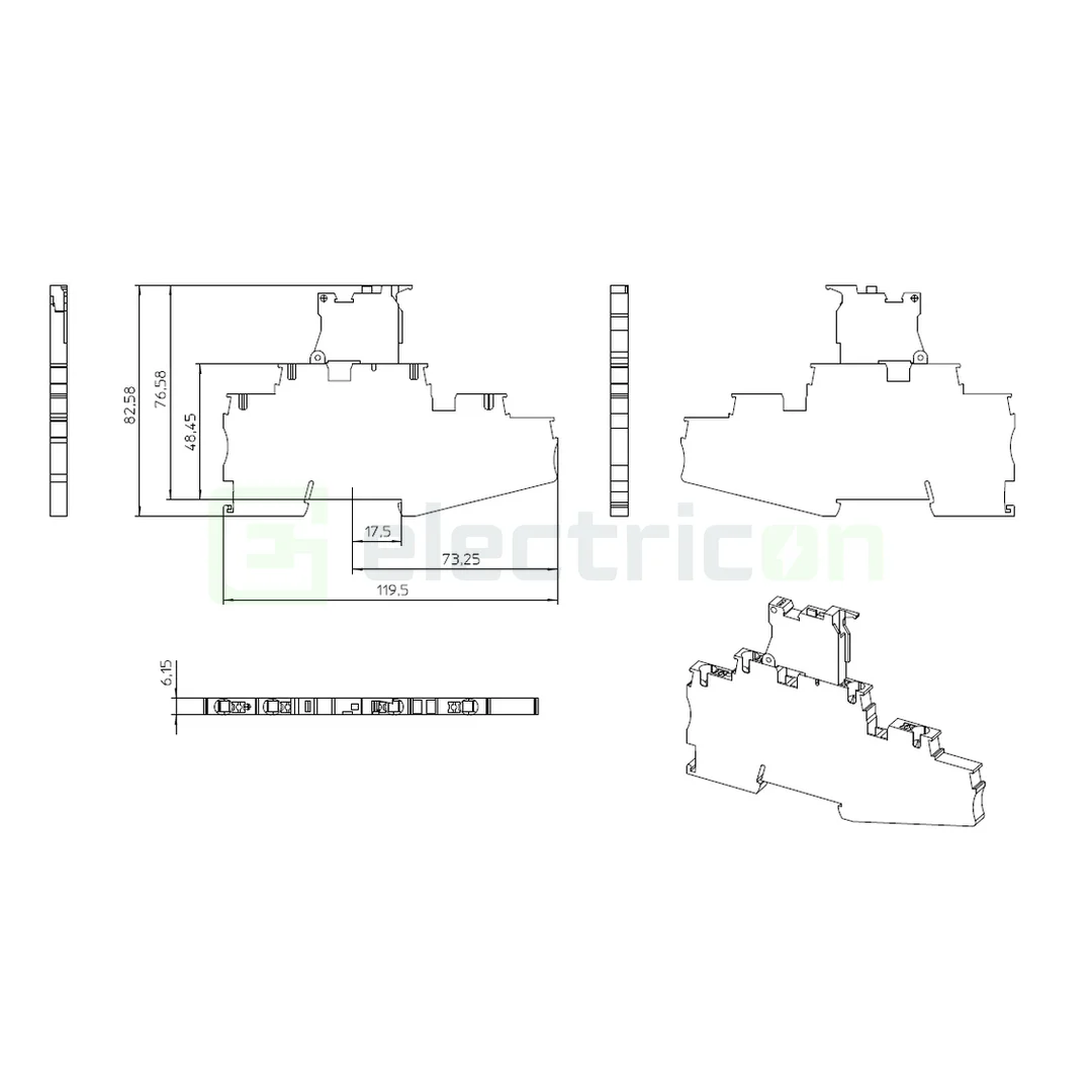 Clemă suport pentru siguranțe 5x20, 500V/28A, clemă șir cu 3 etaje și 4 conexiuni, cu LED indicator, PT 4-L/HESILED (5x20), negru, Phoenix Contact,3002612 [4]