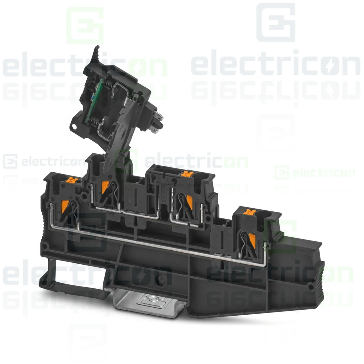 Soclu pentru sigurante fuzibile - Clemă suport pentru siguranțe 5x20, 500V/28A, clemă șir cu 3 etaje și 4 conexiuni, cu LED indicator, PT 4-L/HESILED (5x20), negru, Phoenix Contact,3002612