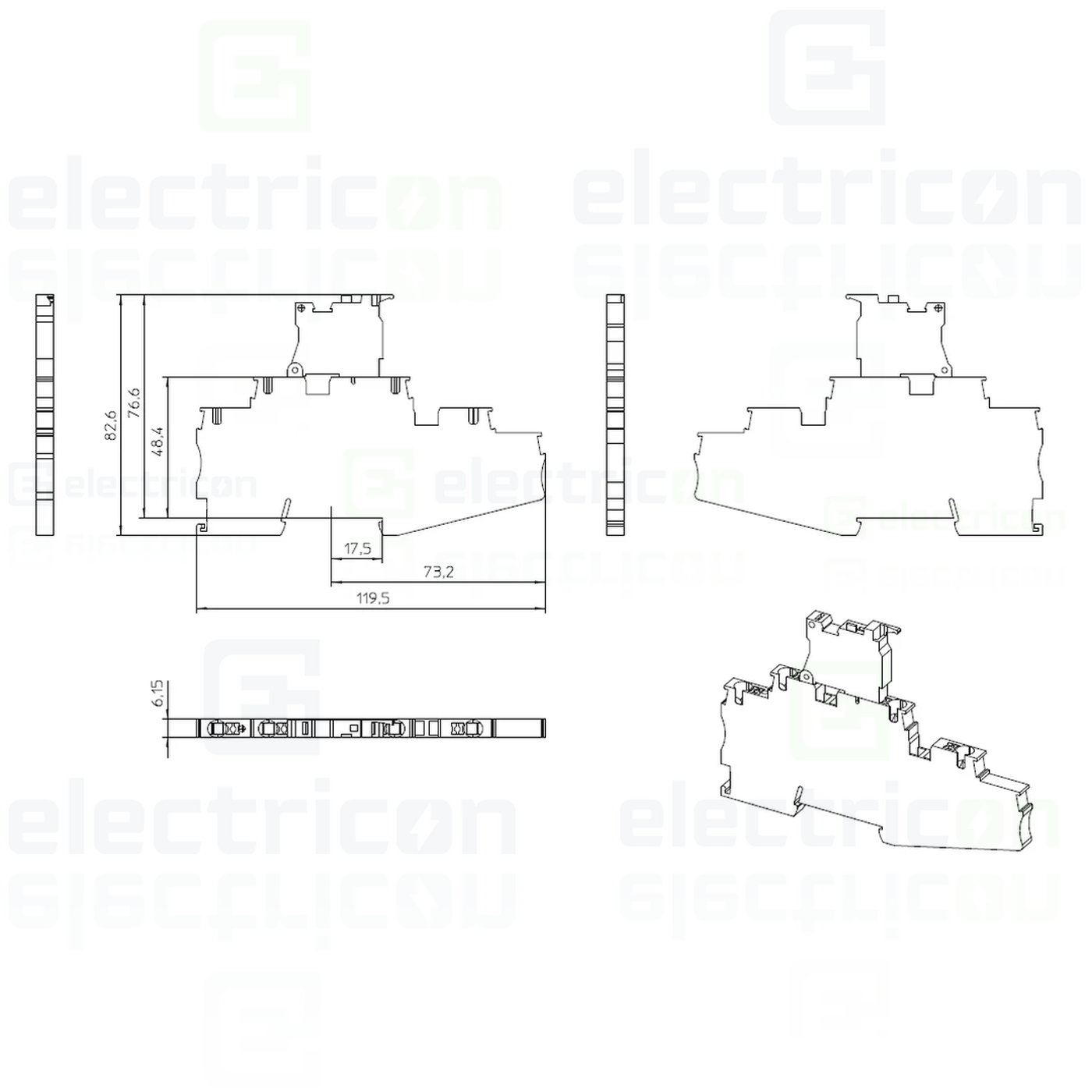 Clemă suport pentru siguranțe 5x20, 500V/28A, clemă șir cu 3 etaje și 4 conexiuni, PT 4-L/HEXI (5x20), negru, Phoenix Contact,3002608 [1]