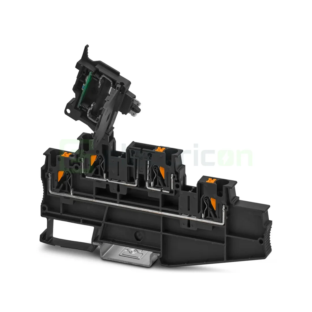 Soclu pentru fuzibile & sigurante fuzibile - Clemă suport pentru siguranțe 5x20, 500V/28A, clemă șir cu 3 etaje și 4 conexiuni, PT 4-L/HEXI (5x20), negru, Phoenix Contact,3002608