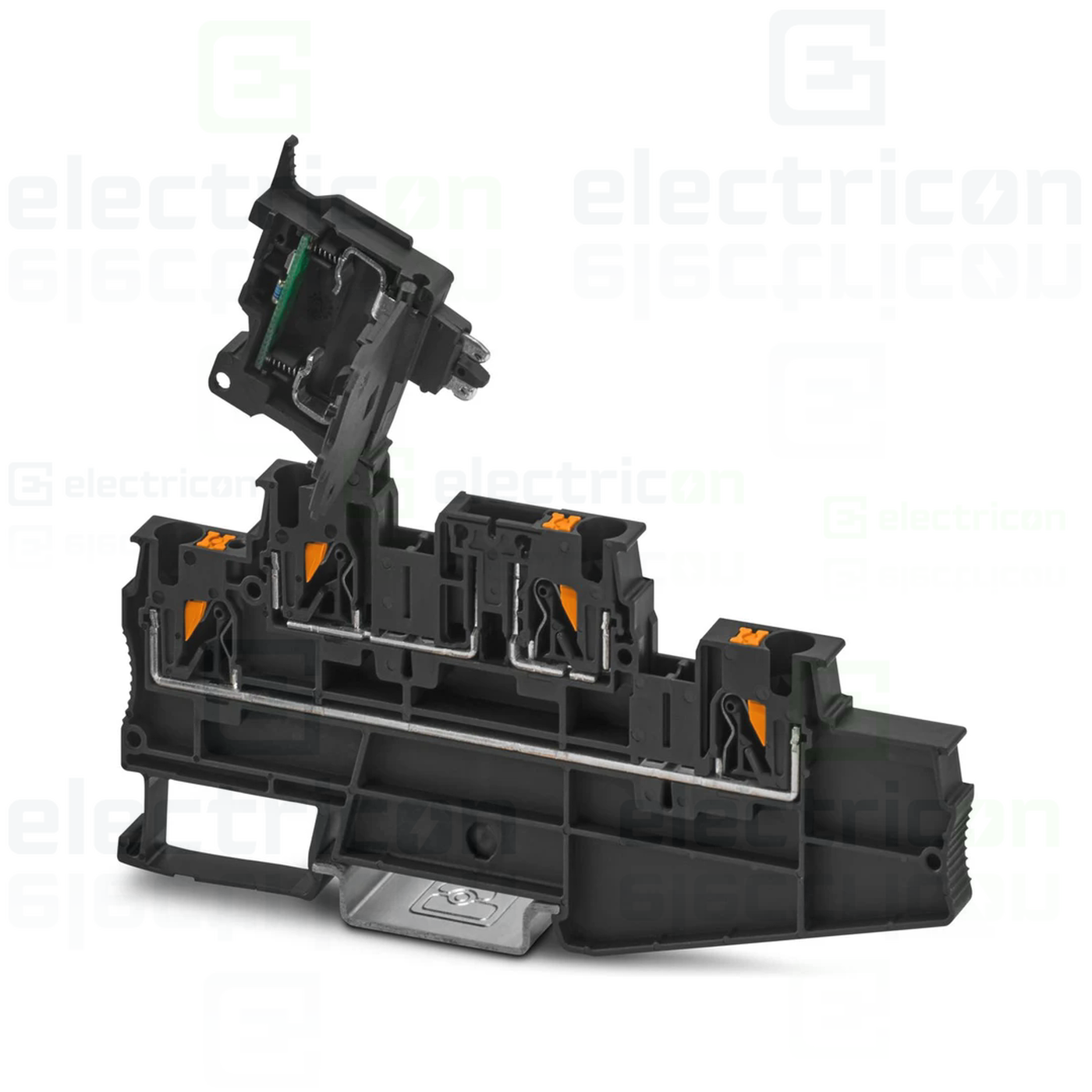 Soclu pentru sigurante fuzibile - Clemă suport pentru siguranțe 5x20, 500V/28A, clemă șir cu 3 etaje și 4 conexiuni, PT 4-L/HEXI (5x20), negru, Phoenix Contact,3002608