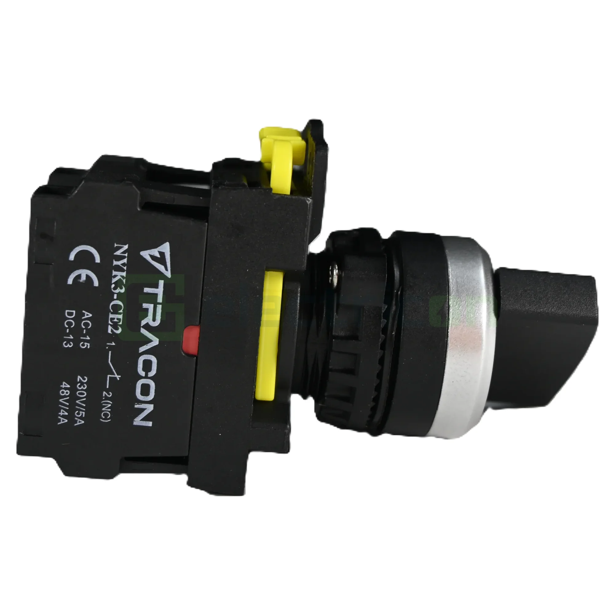 Siguranțe, Diferentiale, Separatori & Busbar - Comutator 2 poziții, cu braț, 1×NO+1×NC, 5A/230V AC-15, IP65, Tracon Electric, NYK3-S21BK