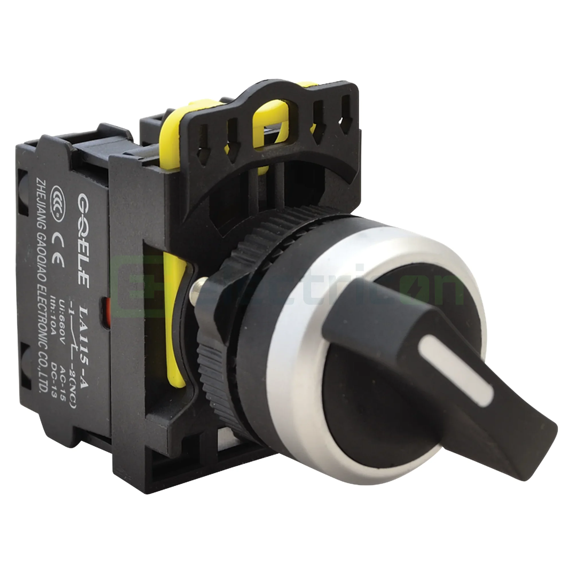 Comutator 2 poziții, cu braț, 1×NO+1×NC, 5A/230V AC-15, IP65, Tracon Electric, NYK3-S21BK [2]