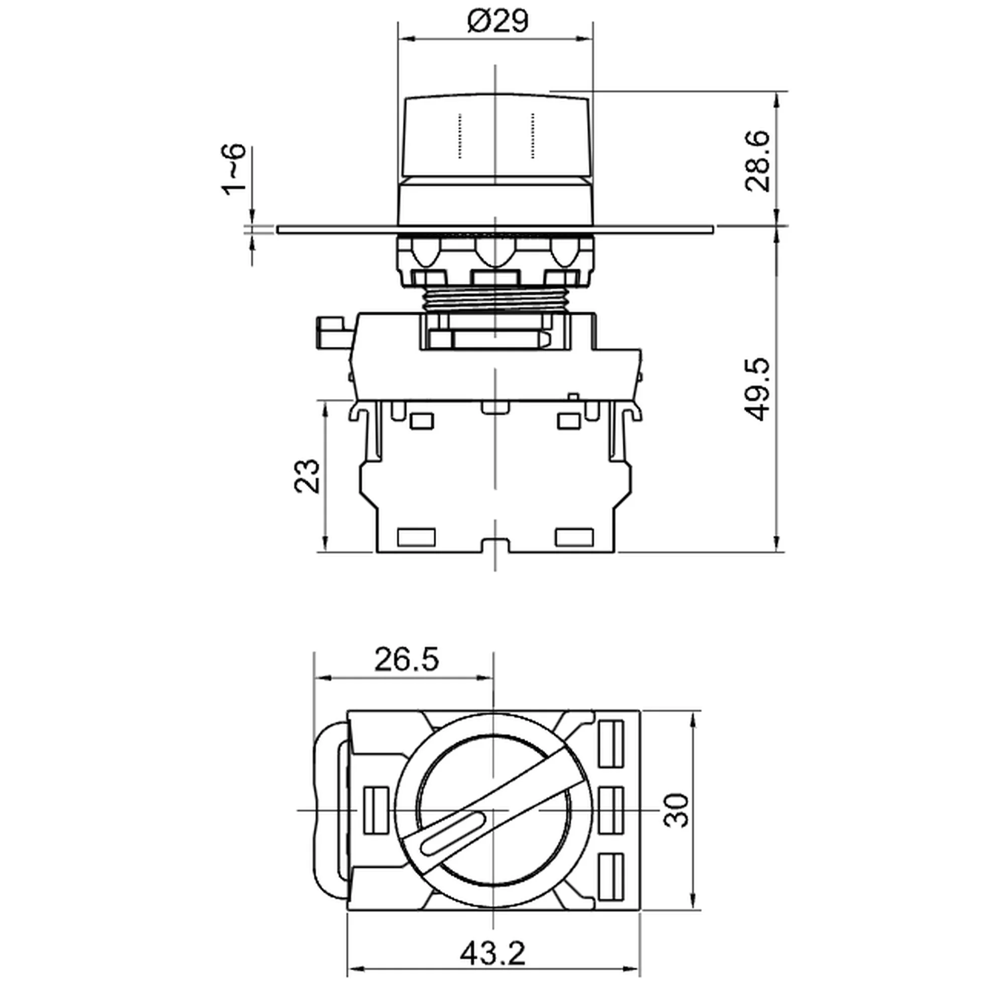 Comutator 3 poziții, cu braț, 2×NO, 5A/230V AC-15, IP65 , Tracon Electric, NYK3-S31BK [3]