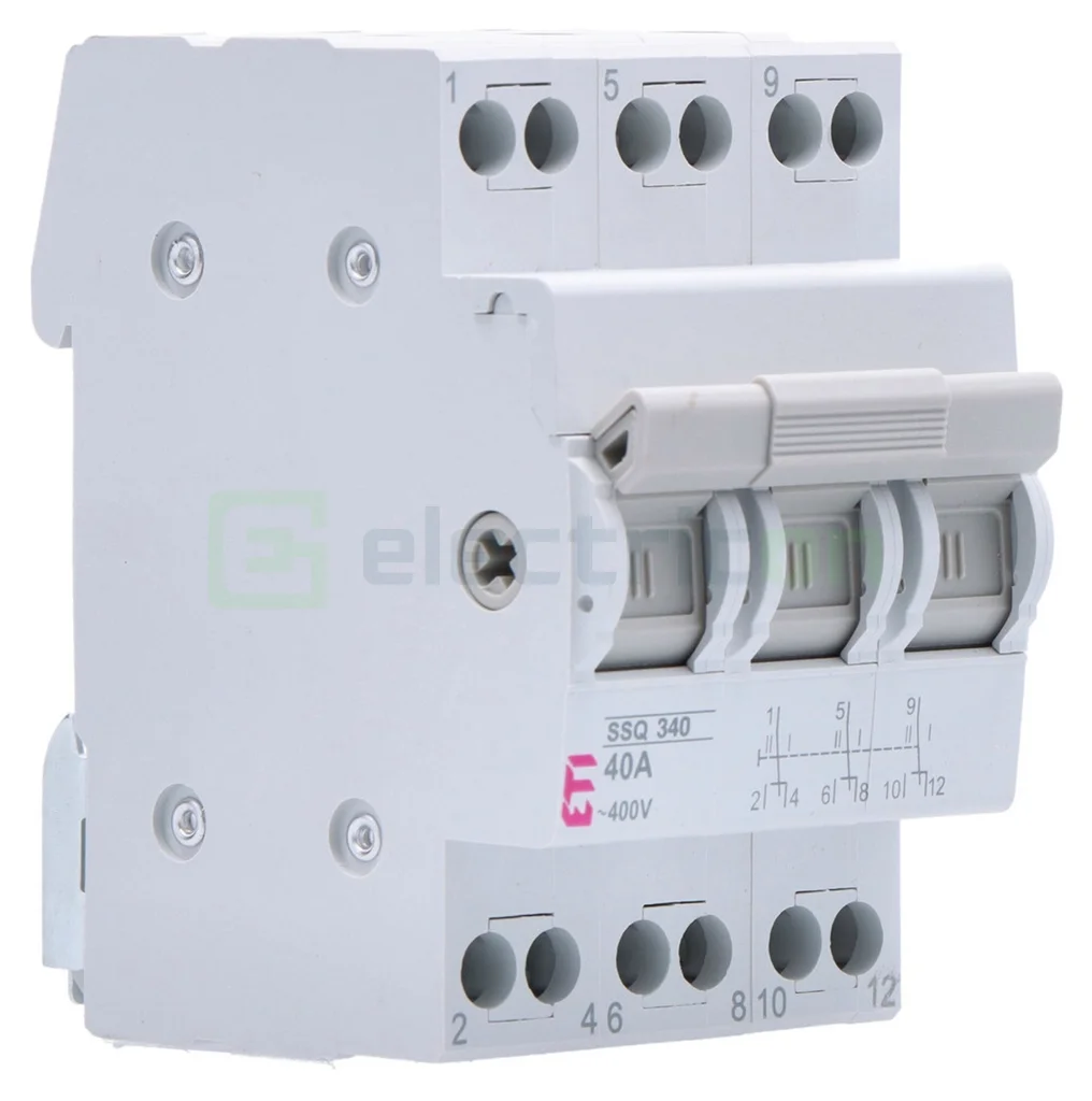 Comutator cu clapeta (separator) 1-0 -2 (ON-OFF), 3P, 40A, 400 VAC, SSQ340, ETI, 002421435 [1]