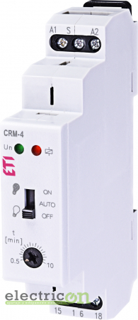 Relee de timp - Comutator automat de scară, 0.5sec - 10 min, 230VAC, 1NO, CRM-4, ETI, 002470012