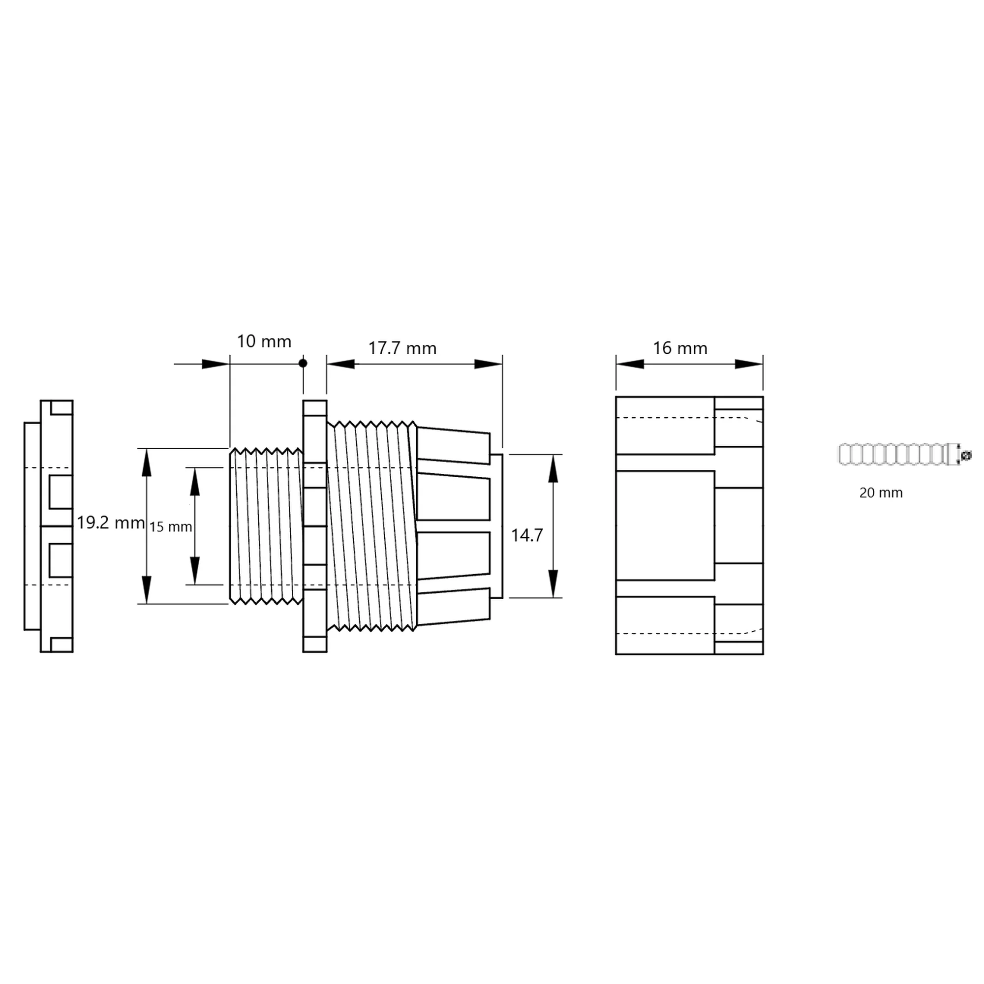 Conector pentru tub flexibil, M20, Tracon, GCS-20 [1]