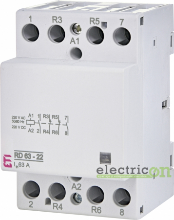 Contactori - Contactor modular 4P 3-module 63A 2NO 2NC