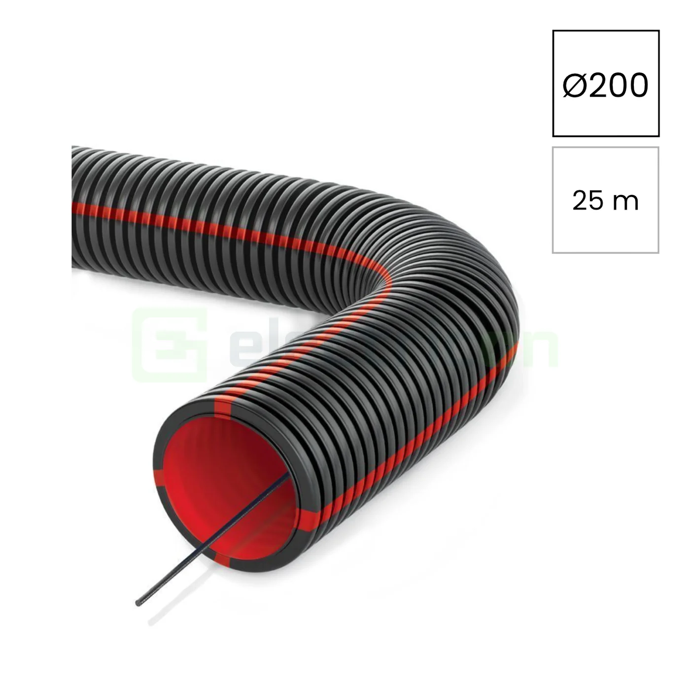 Cabluri, Canal cablu, Copex - Copex tub flexibil Geonflex ISR 200mm cu sondă 25m negru-rosu 2042200