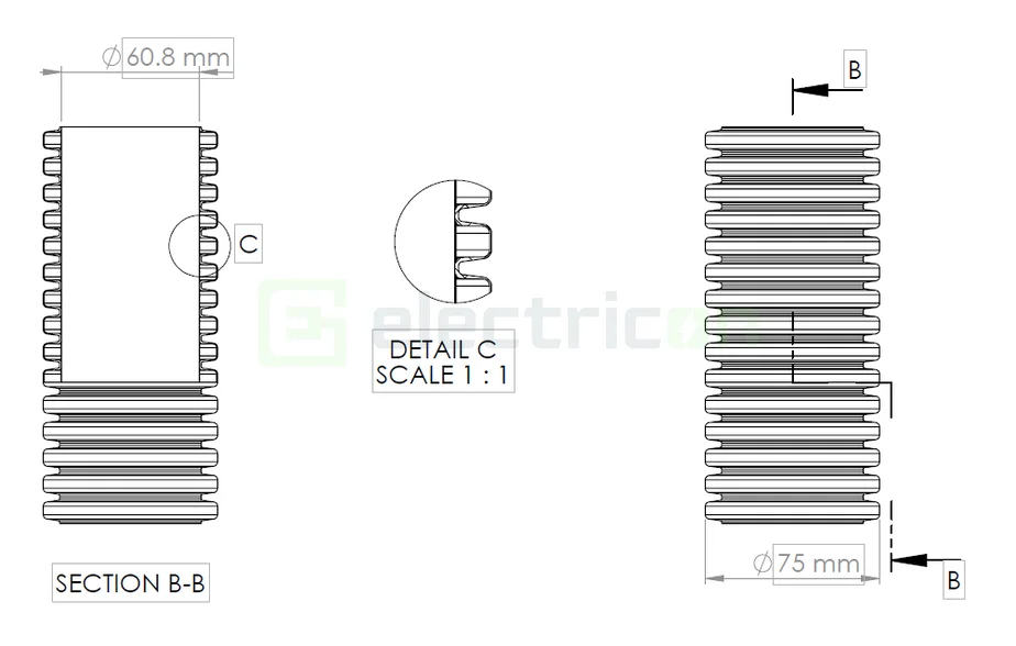 Geonflex tub flexibil cu sondă Kouvidis 75mm 750N negru-verde rola 50m 2043075 [1]