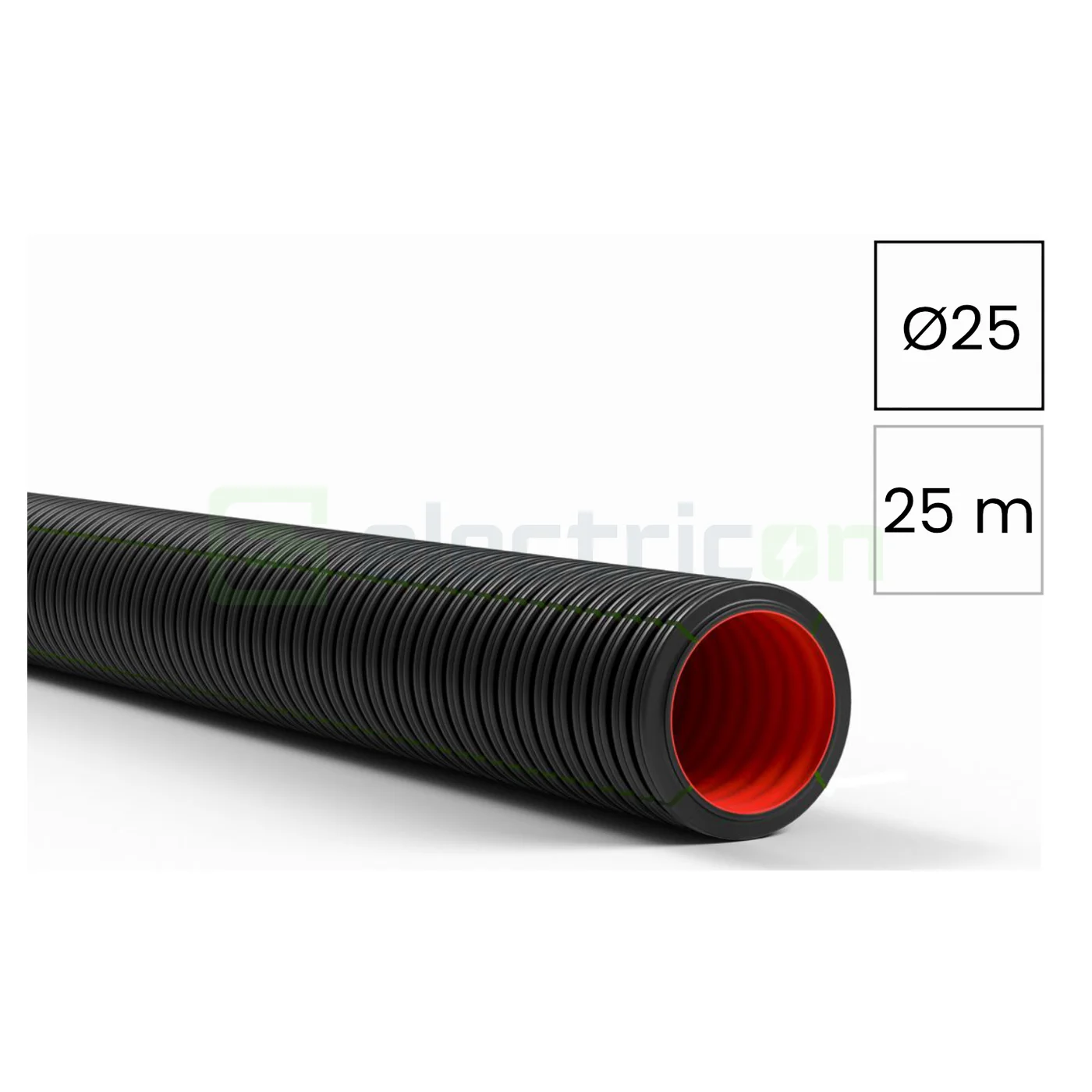 Copex tub flexibil Kouvidis DUROFLEX PLUS ISR 25mm 750N UV rezistent negru-rosu telecomunicații rola 25m 2051025