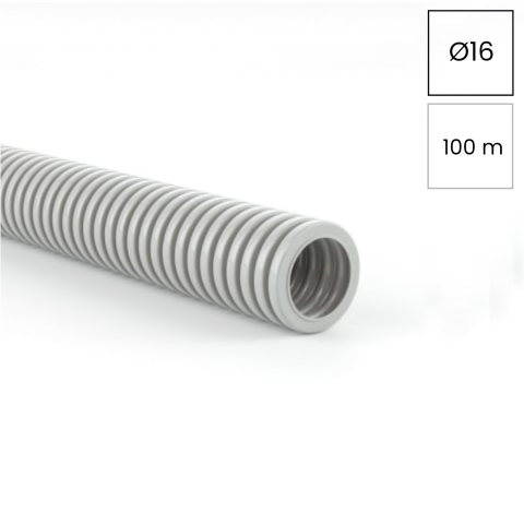 Copex tub protecție flexibil, gri, rola 100 metri, 16mm, 750N, MEDIFLEX IAS, Kouvidis, 2002916