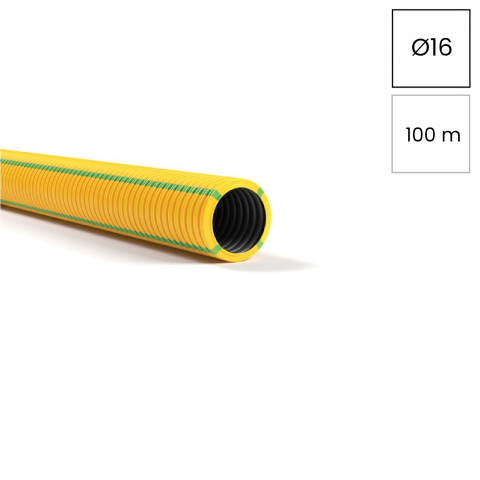 Cabluri, Canal cablu, Copex - Copex tub protecție flexibil, protectie electromagnetica, pentru cabluri telecomunicații, galben-verde, 16mm, 320N, SUPERFLEX PLUS ISR, Kouvidis, 2054016