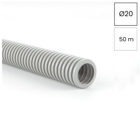 Copex tub flexbil - Copex tub protecție flexibil, rola 50m, gri, 20mm, 1250N, Conflex HF IAS, Kouvidis, 2004020