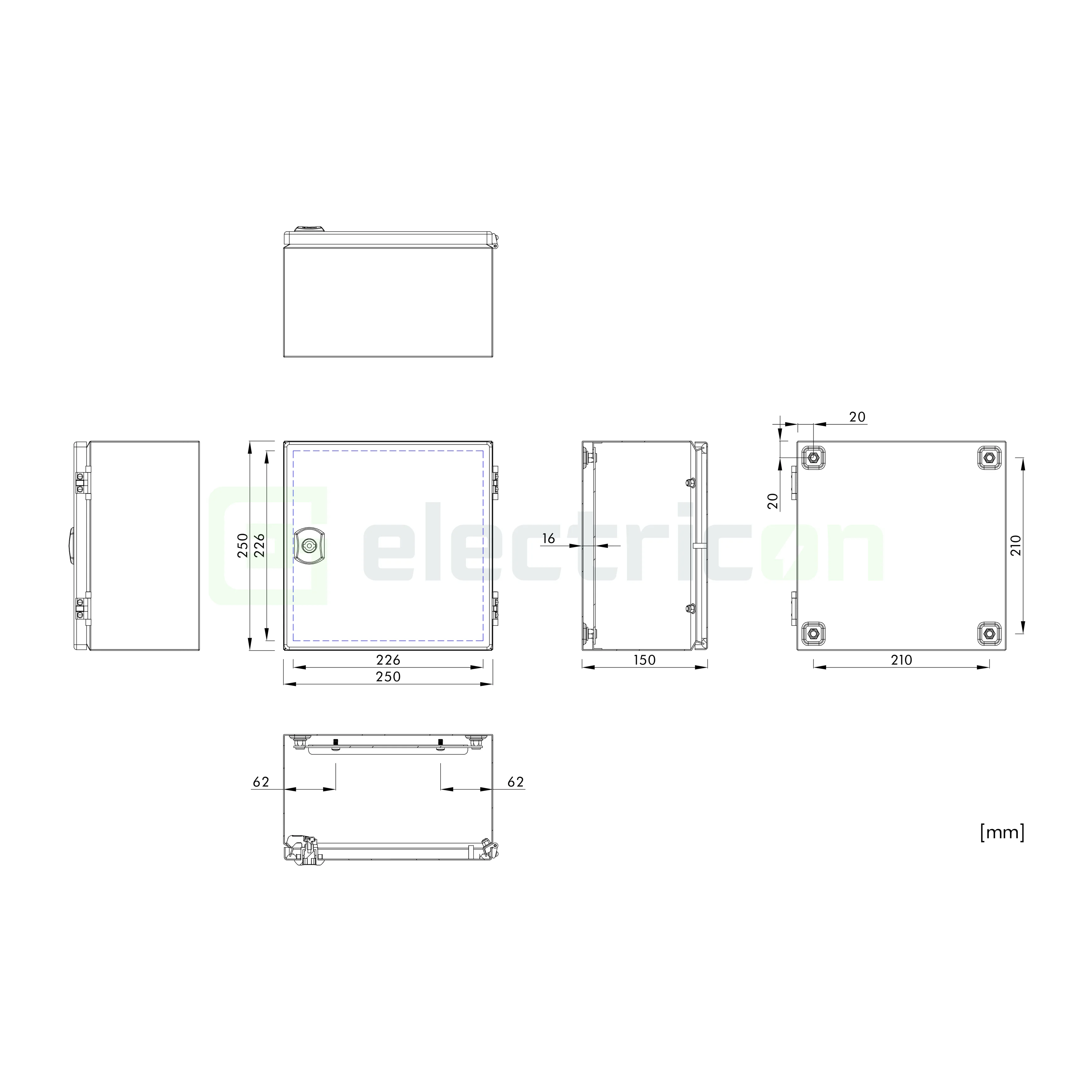 Cutie metalică Schrack WKT2525150, 250x250x155, IP66, cu ușă și contrapanou [1]