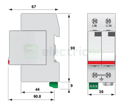 Descarcator la supratensiune, deprosabil cu semnalizare, 2P, tip T2, 255VAC, TNC-S, ETI, 002442959 [1]