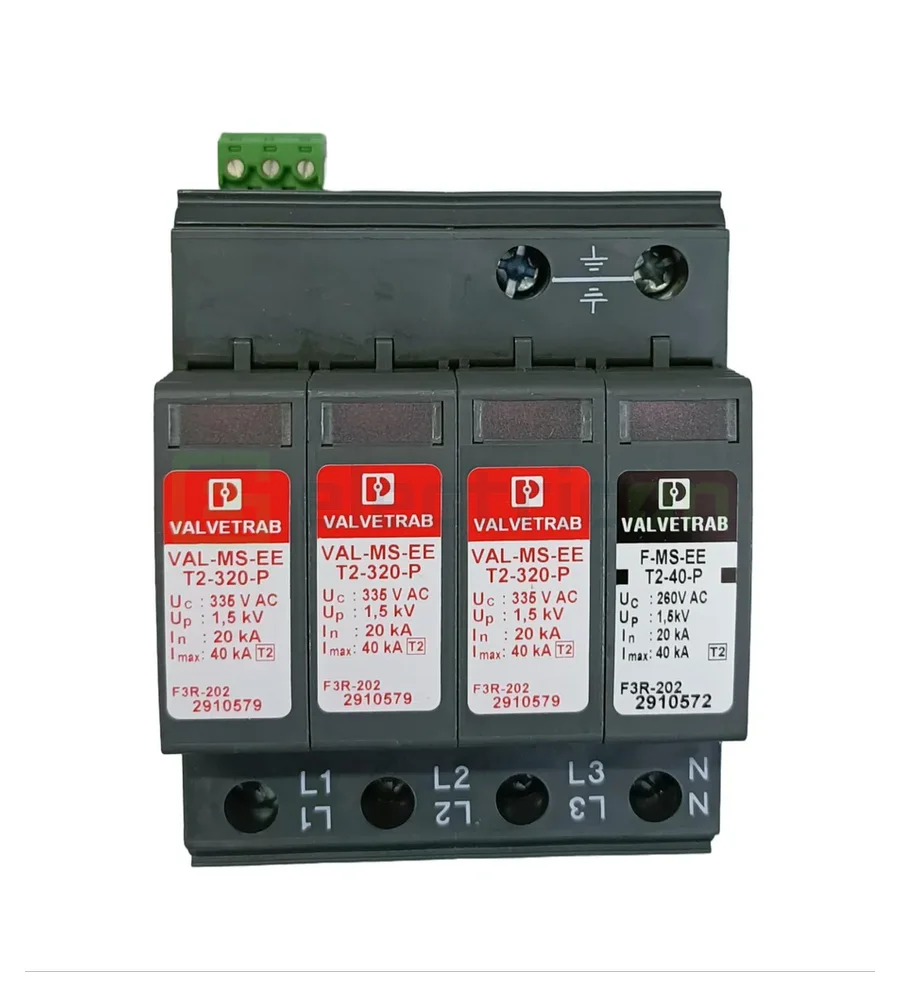 Descărcătoare de supratensiune (SPD) - Descarcator la supratensiune T2, 230VAC, 3P+N, VAL-MS-EE-T2-3+1-320-FM, Phoenix Contact, 2910574