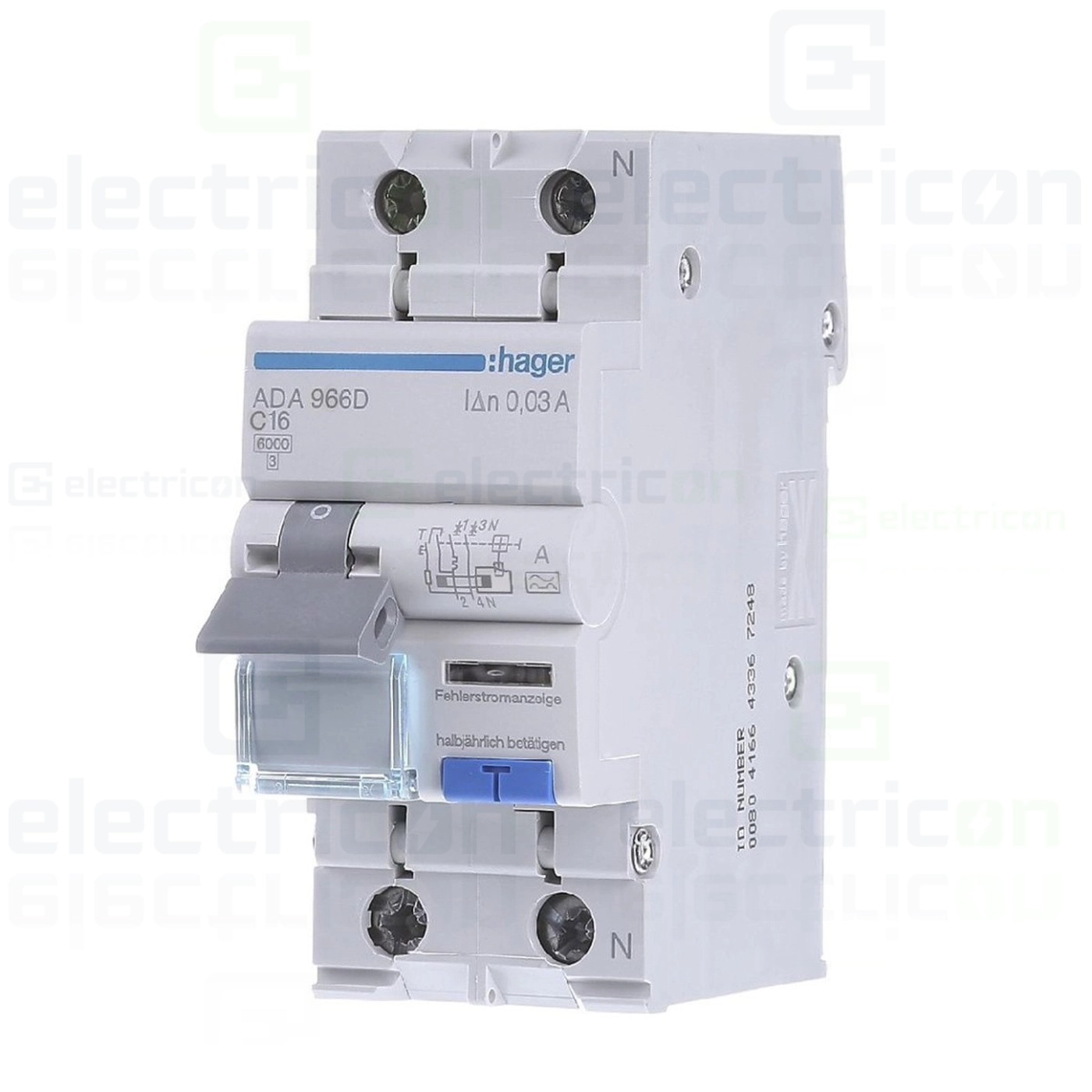 Siguranțe, Diferentiale, Separatori & Busbar - Siguranta RCBO 16A/30mA Hager - ADA966D